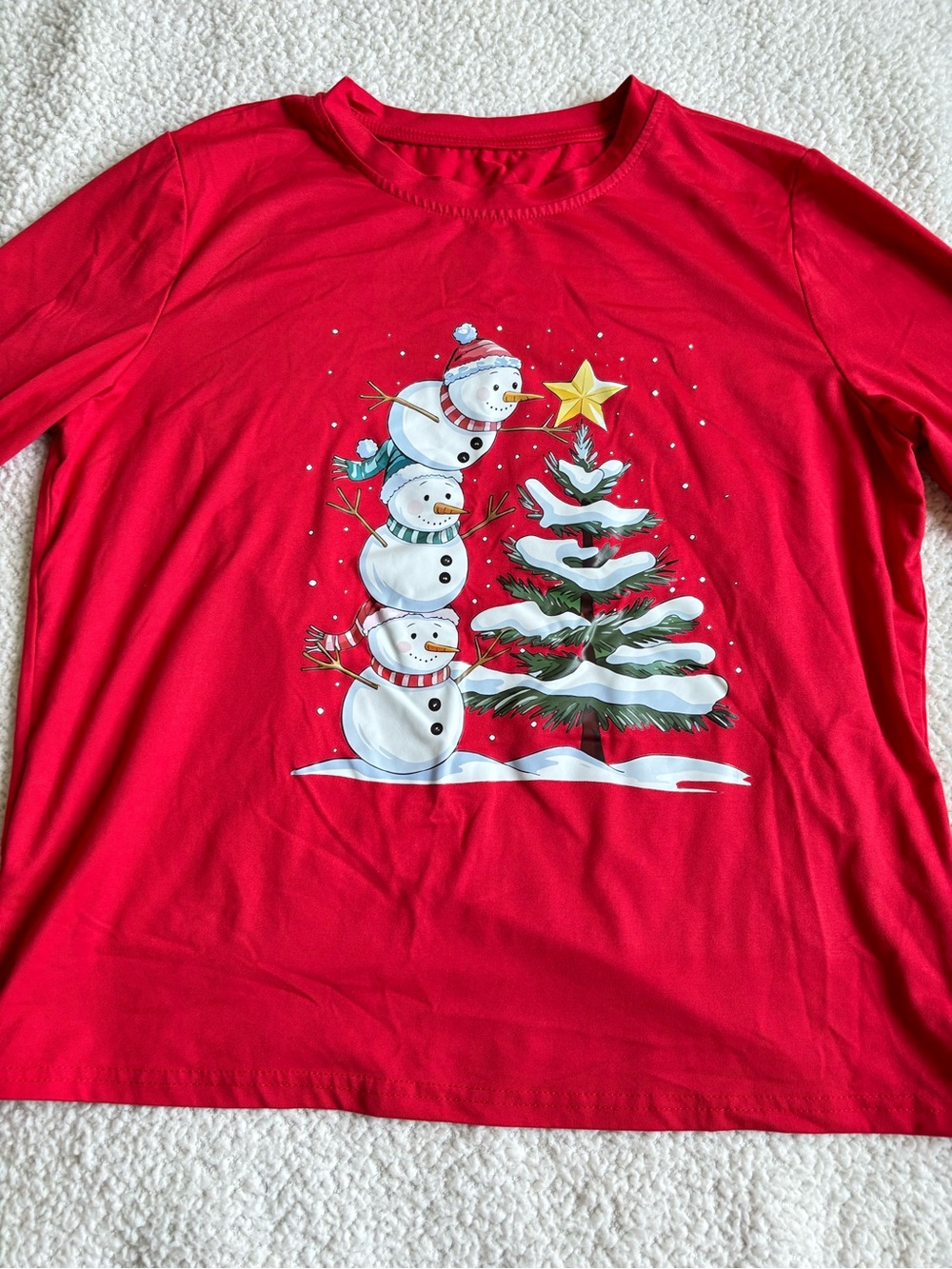 Kids Red Snowman Graphic Long-Sleeve Shirt - Picture 2 of 4